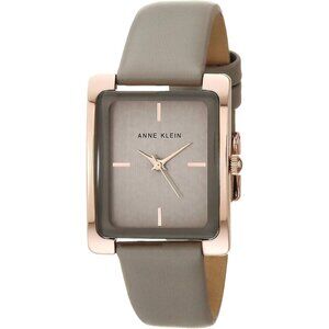 Women's Faux Leather Strap Crystal Lens Taupe/Gold Tone Buckle Closure Watch